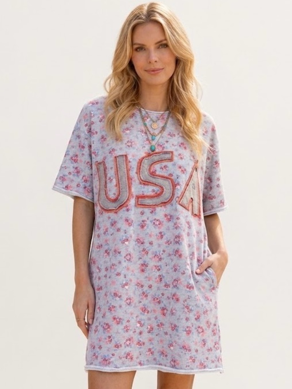 New easel USA floral dress small medium large
